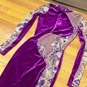 💜 Velvet/Mesh Dress- S
